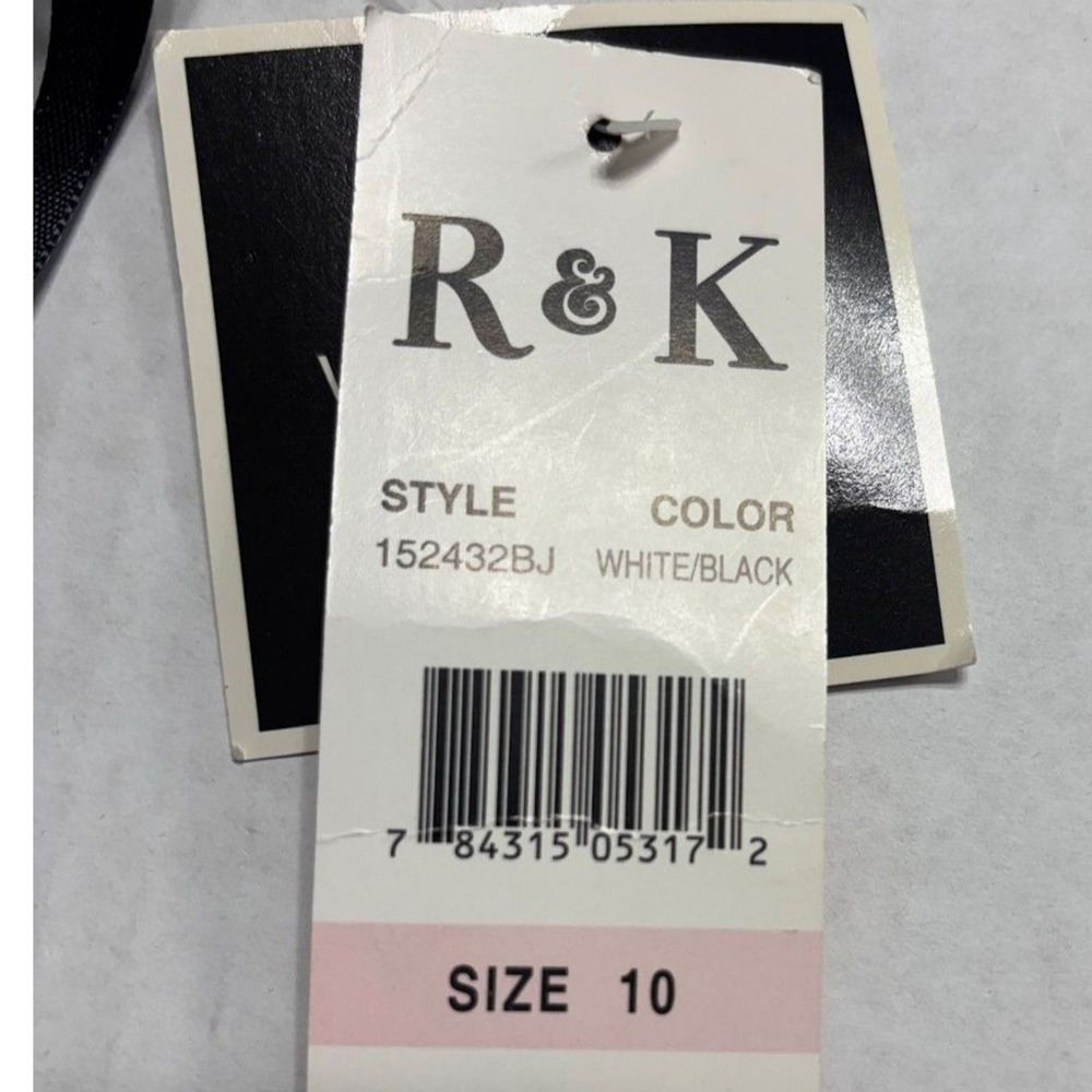 R&K Originals Halter Dress 10 Black White Floral Embroidered V-Neck Chic Retro - Picture 6 of 13